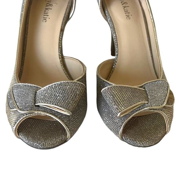 Kelly & Katie Silver Gold Peep Toe Gold/silver Wedding Prom Heels Sz 7.5 SPARKLY - Picture 5 of 16